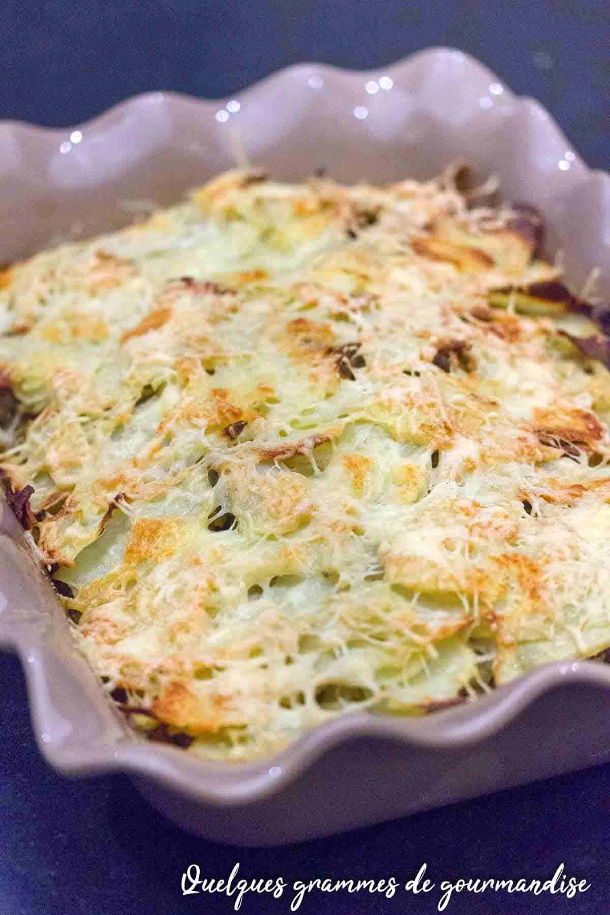 Gratin pommes de terre poireaux et boeuf haché