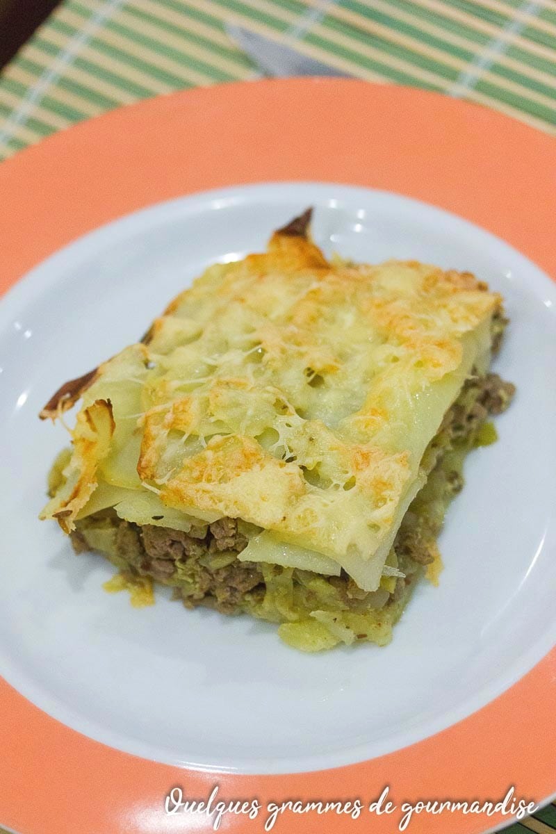 Gratin pommes de terre poireaux et boeuf haché