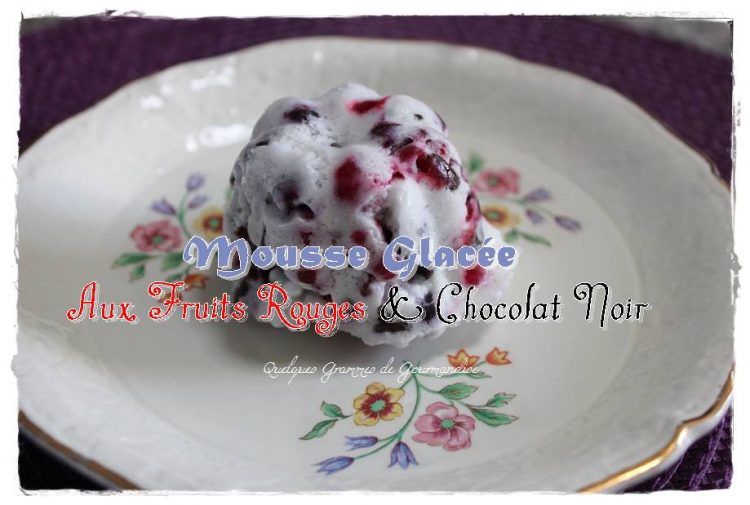 Mousse glacée aux fruits rouges et chocolat noir assiette