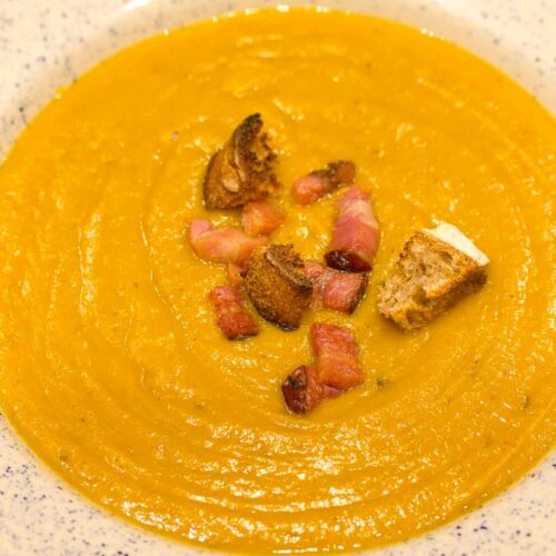 Velouté de potimarron et châtaignes