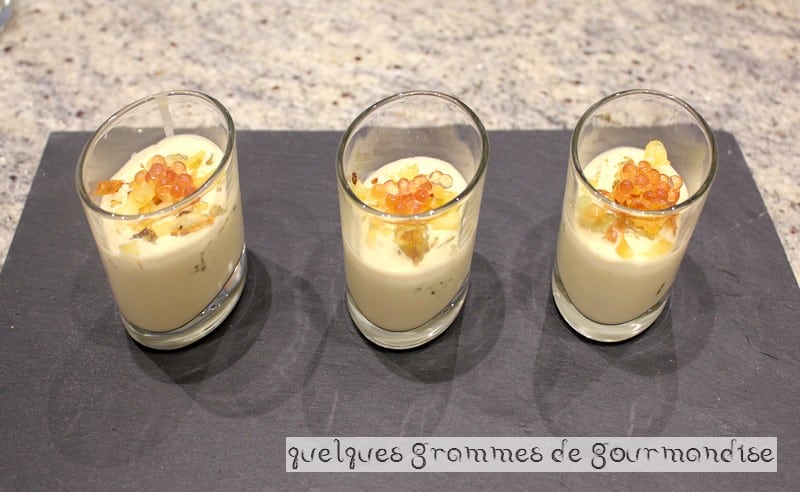 Ravioles croustillantes, crème de foie gras