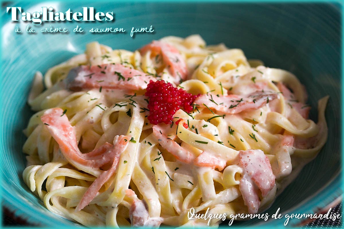 tagliatelles à la crème de saumon fumé et au fromage frais
