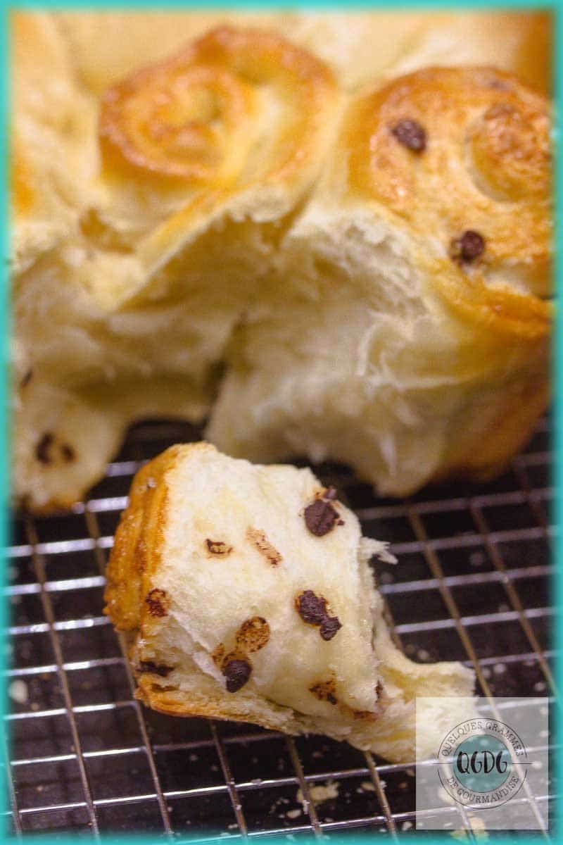Brioche au sucre perlé et aux pépites de chocolat
