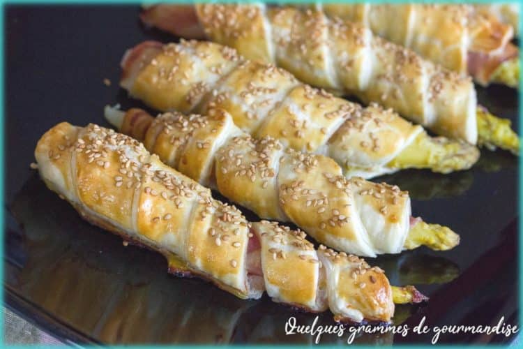 recette d'asperges feuilletées au lard