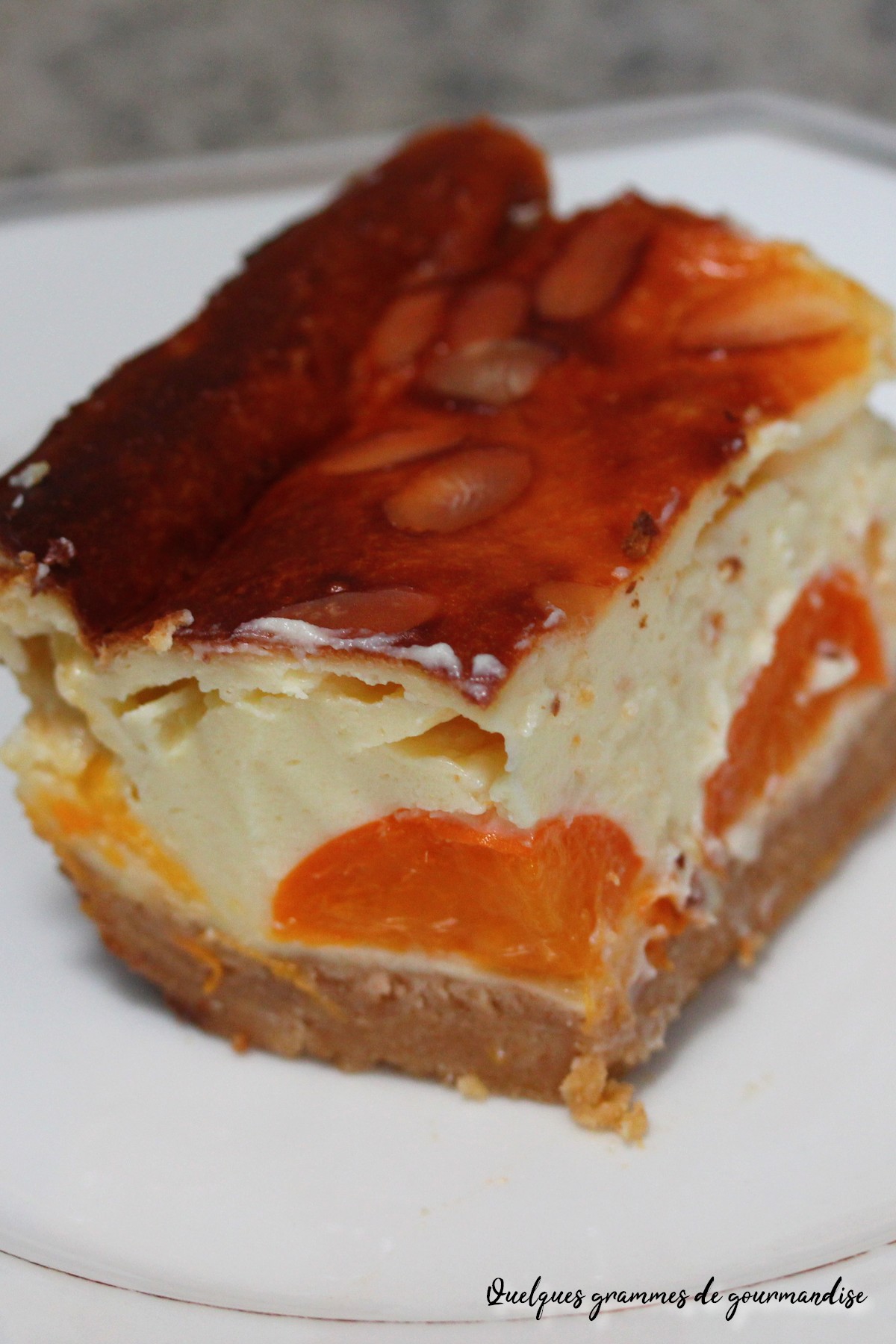 Clafoutis aux abricots sur son lit de biscuits