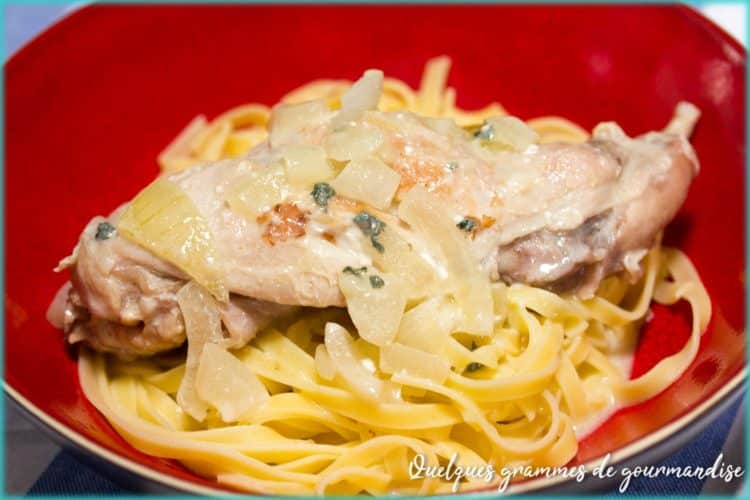 Recette de lapin au vin blanc et aux trois fromages