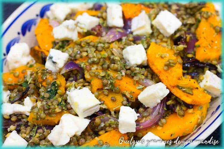 recette de butternut rôtie lentilles et gorgonzola
