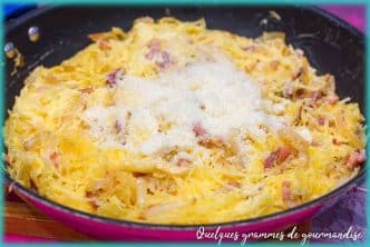 recette de courge spaghetti crème lardons