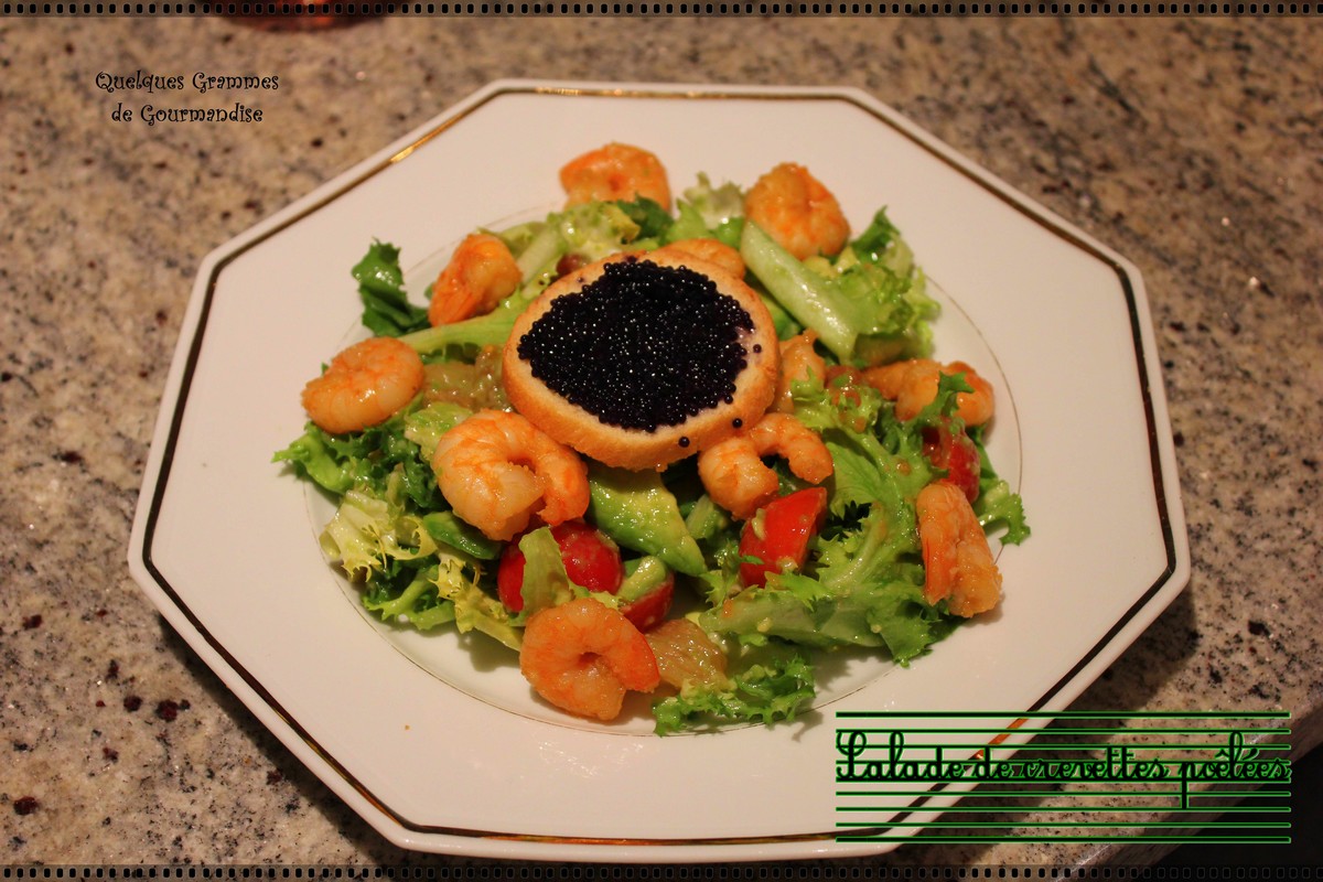 Salade de crevettes poêlées