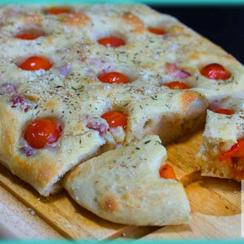 Recette de focaccia tomates cerises lardons