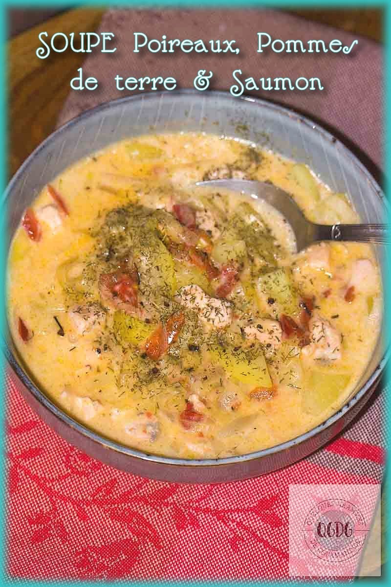 Soupe poireaux pommes de terre et saumon