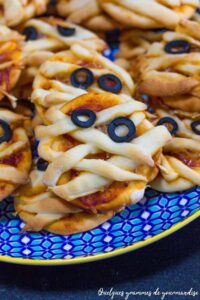 Mini pizza momie pour Halloween