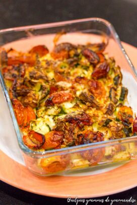 Gratin de courgettes, tomates cerises et feta